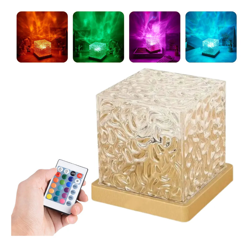 Luminaria Cubo Projetor De Luz Colorida Efeito Ondas Do Mar